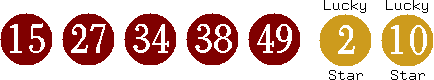 15 27 34 38 49 (02 10)