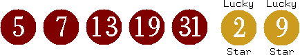 05 07 13 19 31 (02 09)