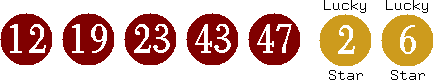 12 19 23 43 47 (02 06)