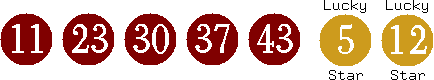 11 23 30 37 43 (05 12)
