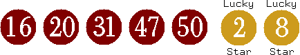 16 20 31 47 50 (02 08)