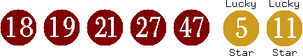 18 19 21 27 47 (05 11)