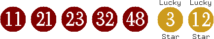 11 21 23 32 48 (03 12)