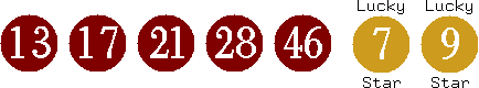 13 17 21 28 46 (07 09)