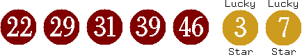 22 29 31 39 46 (03 07)