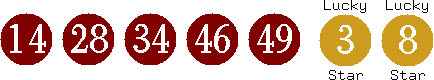 14 28 34 46 49 (03 08)