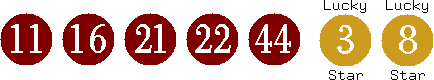 11 16 21 22 44 (03 08)
