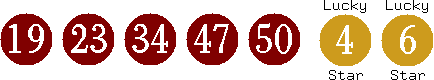19 23 34 47 50 (04 06)