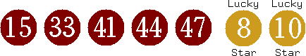 15 33 41 44 47 (08 10)