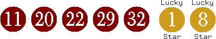 11 20 22 29 32 (01 08)
