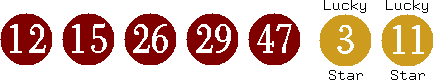 12 15 26 29 47 (03 11)