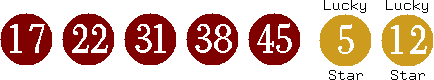 17 22 31 38 45 (05 12)