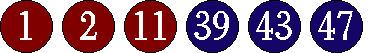 [01 02 11 39 43 47]