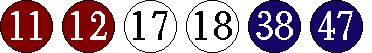 [11 12 17 18 38 47]