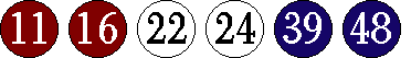 [11 16 22 24 39 48]