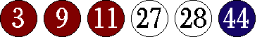 [03 09 11 27 28 44]