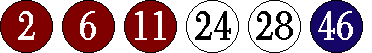 [02 06 11 24 28 46]