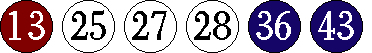 [13 25 27 28 36 43]