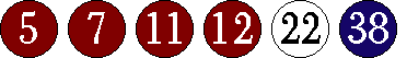 [05 07 11 12 22 38]