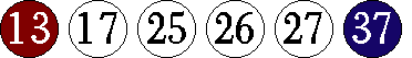 [13 17 25 26 27 37]