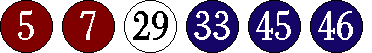 [05 07 29 33 45 46]
