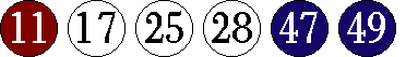 [11 17 25 28 47 49]