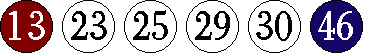 [13 23 25 29 30 46]