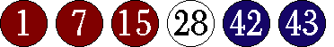 [01 07 15 28 42 43]