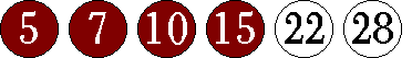 [05 07 10 15 22 28]