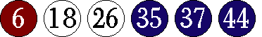 [06 18 26 35 37 44]