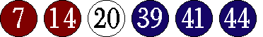 [07 14 20 39 41 44]