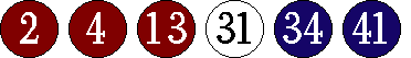 [02 04 13 31 34 41]