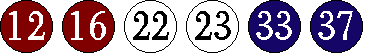 [12 16 22 23 33 37]