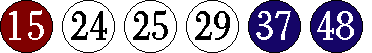 [15 24 25 29 37 48]