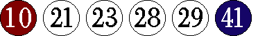[10 21 23 28 29 41]