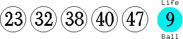 23 32 38 40 47 (09)