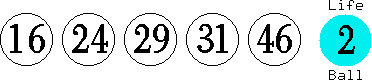 16 24 29 31 46 (02)