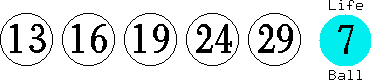 13 16 19 24 29 (07)