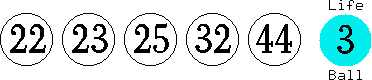 22 23 25 32 44 (03)