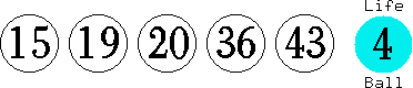 15 19 20 36 43 (04)