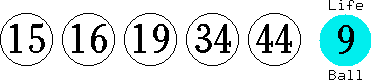 15 16 19 34 44 (09)