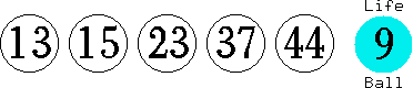 13 15 23 37 44 (09)