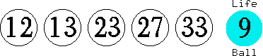 12 13 23 27 33 (09)
