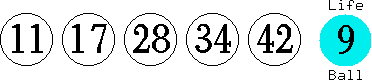11 17 28 34 42 (09)
