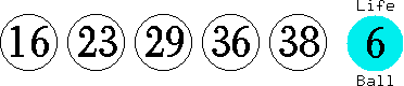 16 23 29 36 38 (06)