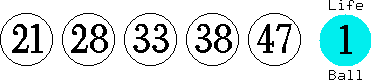 21 28 33 38 47 (01)
