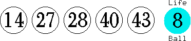 14 27 28 40 43 (08)