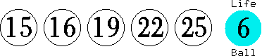 15 16 19 22 25 (06)