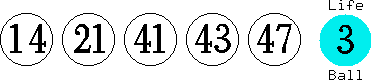 14 21 41 43 47 (03)