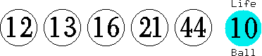 12 13 16 21 44 (10)
